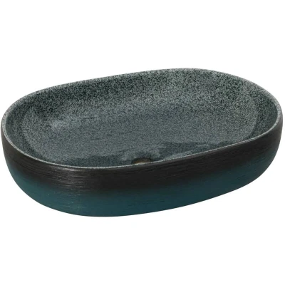 Image of vidaXL Countertop Basin Turquoise Oval 59x40x14 cm Ceramic