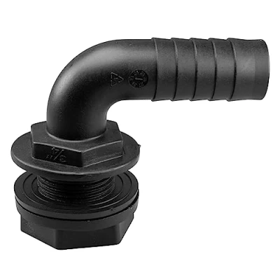 Image of Water butt/rain barrel/water storage tank overflow hosetail elbow with nut &amp; washer (3/4&quot; bsp 3/4&quot; barb)