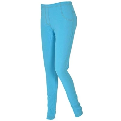 Image of True Face Ladies Skinny Jeggings Jeans Coloured Denim Pants Stretchy Trousers Leggings Pockets Turquoise S/M