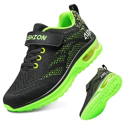 Image of Boys Trainers Kid Sneakers Girls Running Shoes Athletic Air Lightweight Breathable Sport Unisex Kids(M Green,35EU)
