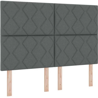 Image of Led Headboard Diamond Blocks Design Dark Grey 144 cm Fabric Vidaxl