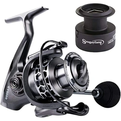 Image of Sougayilang Fishing Reel 13+1BB Light Weight Ultra Smooth Aluminum Spinning with Free Spare Spool XY2000