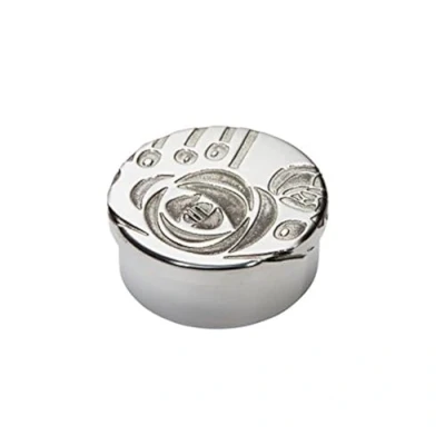 Image of Wentworth Pewter Small Charles Rennie Mackintosh Inspired Round Trinket Box, Pill Gift Diameter:50mmH:25mm