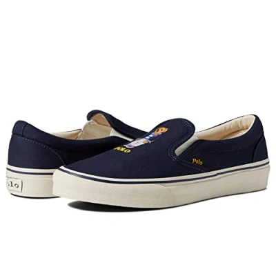 Image of Polo Ralph Lauren Keaton Bear Canvas Sneaker, Navy Bear, 8.5 UK