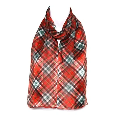 Image of d2d Socks Ladies Women Girls Tartan/Check Scarve/Scarf/Shawl (Red)