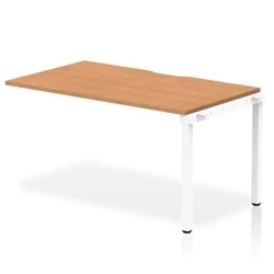 Image of Evolve Single Ext Kit White Frame Bench Desk 1400 Oak BE315