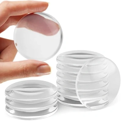 Image of Strongest Home Wall &amp; Door Handle Stopper 2&quot; Set of10 Pieces of Clear Rubber Knob, Round Shield Cushion, Quiet Protector for Handle, Guard Bumper Silencer Self Adhesive