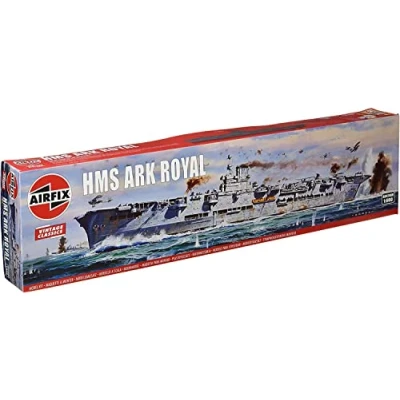 Image of Airfix Vintage Classics Set A04208V HMS Ark Royal Plastic Model Ship Kits for Adults &amp; Children 8+, Includes 353 Pieces 1:600 Scale
