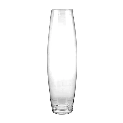 Image of simpa XL Floor Standing Clear Glass Oval Vase 60cm (H) x 12cm Dia Quality Handmade Craftmanship