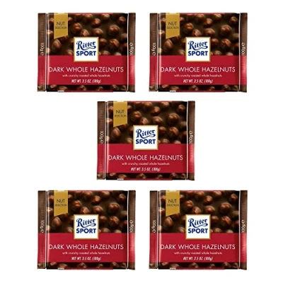 Image of Ritter Sport Dark Chocolate with Hazelnuts 5 X 100g