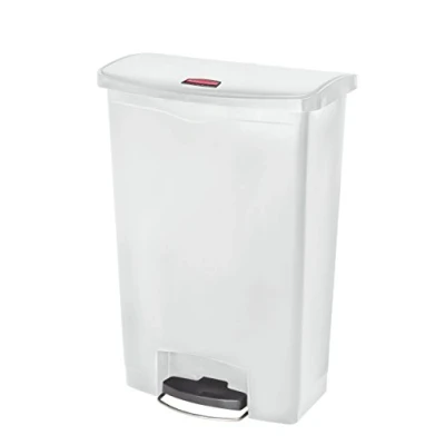 Image of Rubbermaid Commercial Products Slim Jim Step on Resin Front Waste Receptacle Bin 90 Litre White 1883561