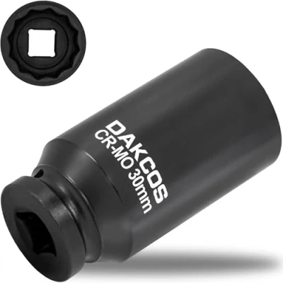 Image of DAKCOS 30mm Socket 1/2&quot; Drive 12 Ponit Impact Wrench Shaft Tool Power Socket, CR MO Deep