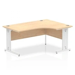 Image of Impulse 1600mm Right Crescent Desk Maple Top White Cable Managed Leg