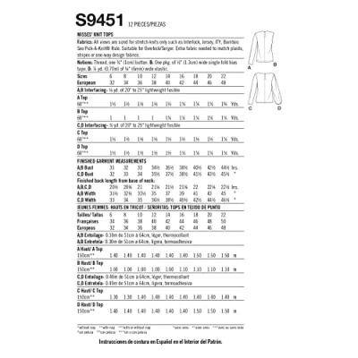 Image of Simplicity Sewing Pattern S9451 Misses&#039; Knit Tops