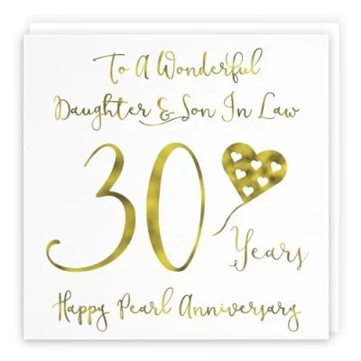 Image of Hunts England Daughter And Son In Law 30th Anniversary Card To A Wonderful &amp; 30 Years Happy Pearl Milano Collection