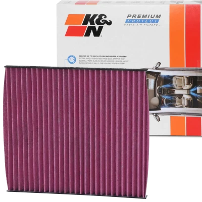 Image of 971332E230, 971332E250, 971332E260, 971332E260AT, 97133G2000 Pollen Filter K&amp;N Filters DVF5055 Activated Carbon 224mm 17mm Square