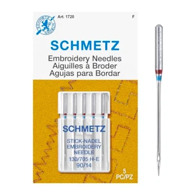 Image of 25 Schmetz Embroidery Sewing Machine Needles 130/705H H E Size 90/14
