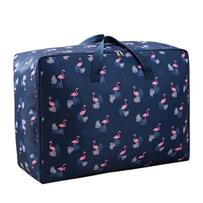 Image of 100L Large Storage Bags Waterproof Clothes Duvet Bag with Zips, Foldable Organizer for Bedding Quilt Blankets Clothing, Moisture Proof Moving Travel Duffel (Dark blue)