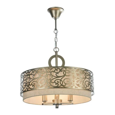 Image of Venera Cylindrical Ceiling Pendant Lamp Brass, 3 Light, E14