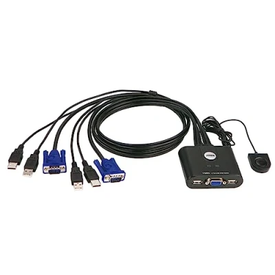 Image of ATEN CS22U 2 Port USB Cable KVM Switch UK #1 Market Leader, black