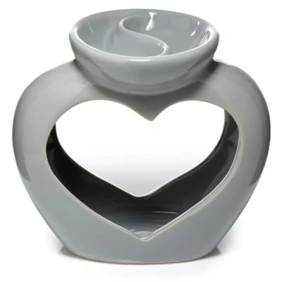 Image of Puckator Brûleur à Huile et Cire Fondant Avec Separation Grey Coeur Shape Essential Oil Burners, Multicoloured, Single