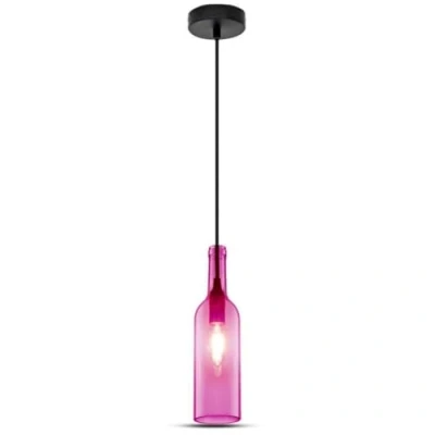 Image of V TAC SKU.3774 Suspension Lamp VT 7558, Plastic Bottle and Other Materials, E14, Mauve, Height x Width Depth:72 mm 280 1050 mm.