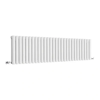 Image of Milano Aruba White Horizontal Double Oval Panel Radiator 400mm x 1652mm