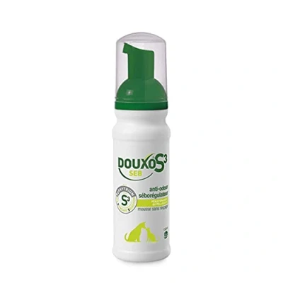 Image of DOUXO S3 SEB Mousse Anti Odour and Seboregulator Leave In Care for Dogs Cats with Dandruff, Greasy Hair Bad Odours, 150 ml