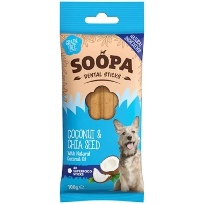 Image of Soopa Grain Free Coconut and Chia Seed Dental Dog Treats, 4 Sticks