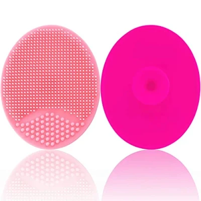 Image of Baby Cradle Cap Brush, Infant Bath Toddler Silicone Massage Newborn Scrubbers Exfoliator Brush The SkinSoother Essential for Dry Skin (Pink &amp; Rose Red)