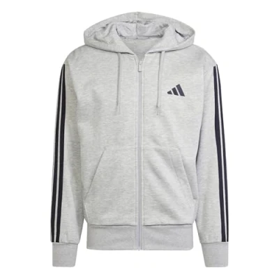 Image of adidas Sportswear Essential Three Stripes Zipup sweatshirt, Men&#039;s, Size: XS, Medium grey heather/black