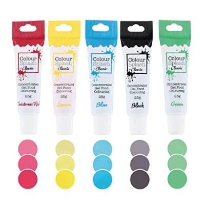 Image of Colour Splash Food Colouring Gels, Superhero 5 Pack, Highly Concentrated Easy to Use Squeezy Tubes, Transform Plain Cakes Into Bright, Eye Catching Creations Multipack