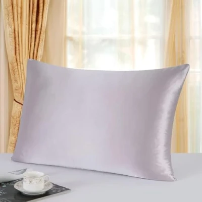 Image of townssilk Both Side 100% 19mm Pure Mulberry Silk Pillowcase for Hair and Skin Health, 40x70cm size Pillow Case Cushion Cover with Hidden Zipper 600 Thread Count Lilacpurple