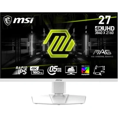 Image of MSI MAG 274URFW 27 Inch UHD Gaming Monitor 3840 x 2160 Rapid IPS Panel, 160 Hz / 0.5ms (GtG, Min.), 133% sRGB Colour Gamut, Frameless Design, VESA DisplayHDR 400 DisplayPort 1.4a, HDMI™, USB Type