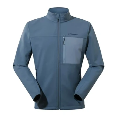 Image of Berghaus Men&#039;s Ghlas 2.0 Windproof Softshell Jacket Extra Warm Adjustable Environmentally Conscious, Trooper/Soft Slate, XS
