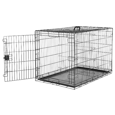 Image of Amazon Basics XXL Metal Dog Crate/Cage with Tray, Durable and Foldable Cage Single Door, Black, 122cm (48&quot;)