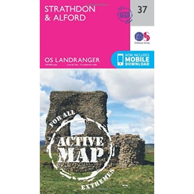 Image of Landranger Active 37 Strathdon &amp; Alford Map With Digital Version