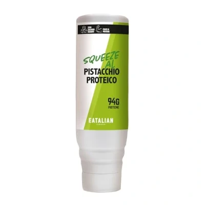 Image of EATALIAN by AMZ BETTER Protein Pistachio Flavoured Topping, Sweet Cream in 500 gr Squeezer, Made Italy, Sauce Ideal for Decorating Ice Cream, Desserts and Dubai Chocolate