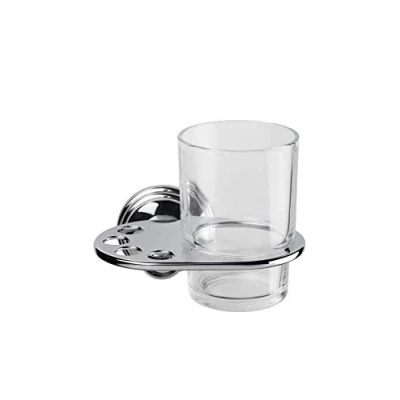 Image of Croydex Westminster Chrome &amp; Glass Toothbrush and Tumbler Holder
