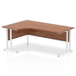 Image of Impulse 1800mm Left Crescent Desk Walnut Top White Cantilever Leg
