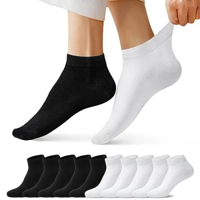 Image of FALARY Trainer Ankle Socks for Men Women 10 Pairs Sport Low short (5x Black + 5x White, 6 8)
