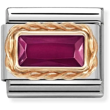 Image of Nomination Rose Gold Red Baguette Crystal Charm