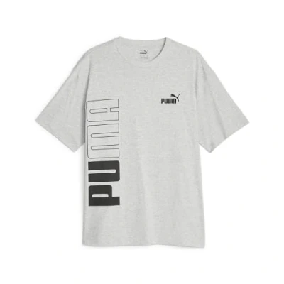 Image of PUMA Power Colorblock Tee Light Gray Heather
