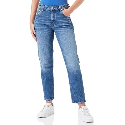 Image of GANT Women&#039;s Straight Cropped Jeans, Mid Blue Broken in, 29