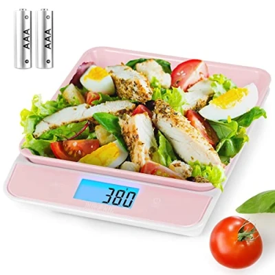 Image of Duronic Digital Kitchen Scales KS100 PK Electronic Scale with Bowl Measuring Weighing Pink Baking for Cooking Mail Pet Food Measurement Baker Weight Scale, Tare LCD Display