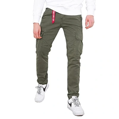 Image of Alpha Industries Men&#039;s Agent Casual Trousers Pants, Dark Olive, 29
