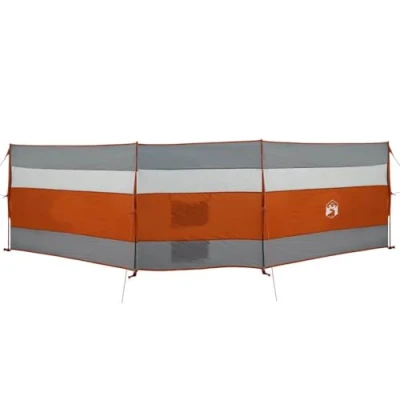 Image of vidaXL Camping Windbreak 508x130 cm Waterproof Grey/Orange Wind Resistant Portable Barrier