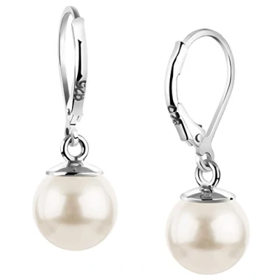 Image of Nenalina Pearl Earrings, 10 mm Shell Pearl, Made of 925 Sterling Silver 722156 046