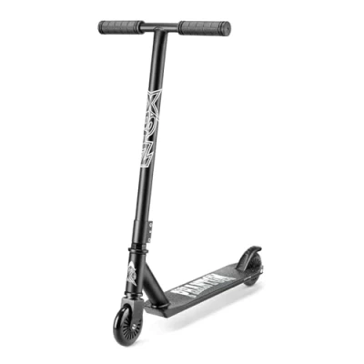 Image of Xootz Phantom Stunt Scooter, Adult and Kids Kick Lightweight 360 Degree Stunts, Beginner Intermediate Level Steel T Bar Grip Tape Deck, 6+, Black