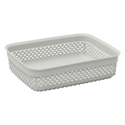 Image of JVL Droplette Design Plastic Storage Basket, 2.2L, 7 x 25 20 cm Approx, Grey, One Size